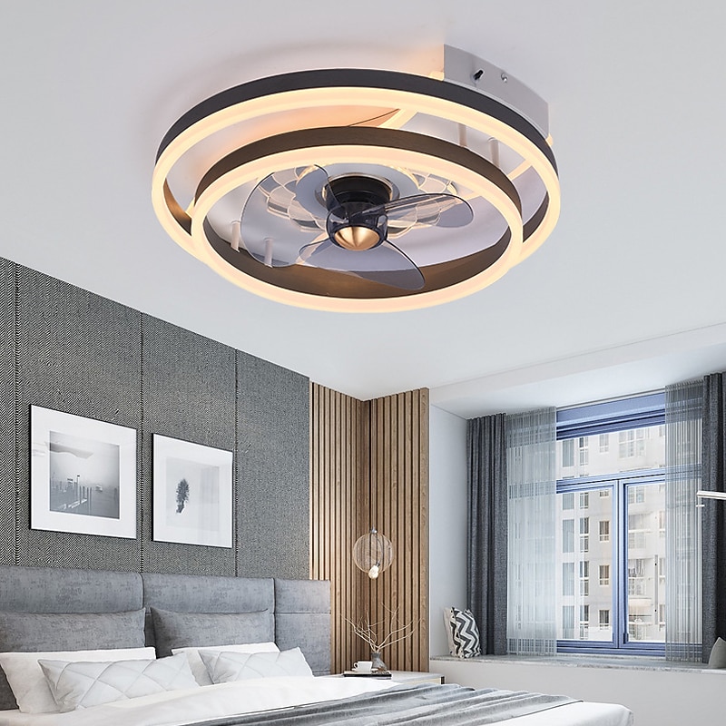 Ceiling Fans with Lights with Remote Control Ring Design 19.5" Flush Mount Low Profile Indoor Ceiling Fan Smart 3 Colors 6 Speeds Reversible3