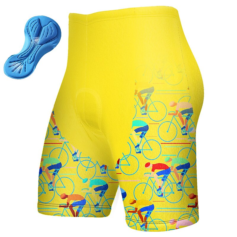 Men's Graphic Cycling Shorts Bike Padded Shorts / Chamois Bottoms Mountain Bike MTB Road Bike Cycling Sports 3D Pad Quick Dry Moisture Wicking Breathable Black Yellow Spandex Clothing Apparel Bike4