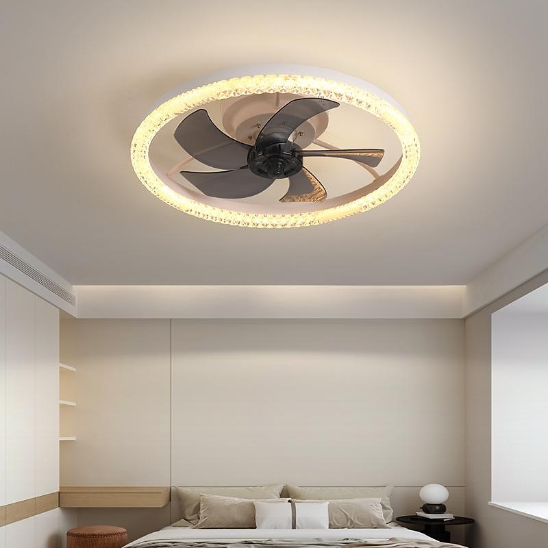 Ceiling Fan with Lights 19.7" Dimmable LED 3 Color 6 Speeds Timing Reversible Blades with Remote Control, Household Fan Chandelier, indoor Low Profile Flush Mount Ceiling Fan4