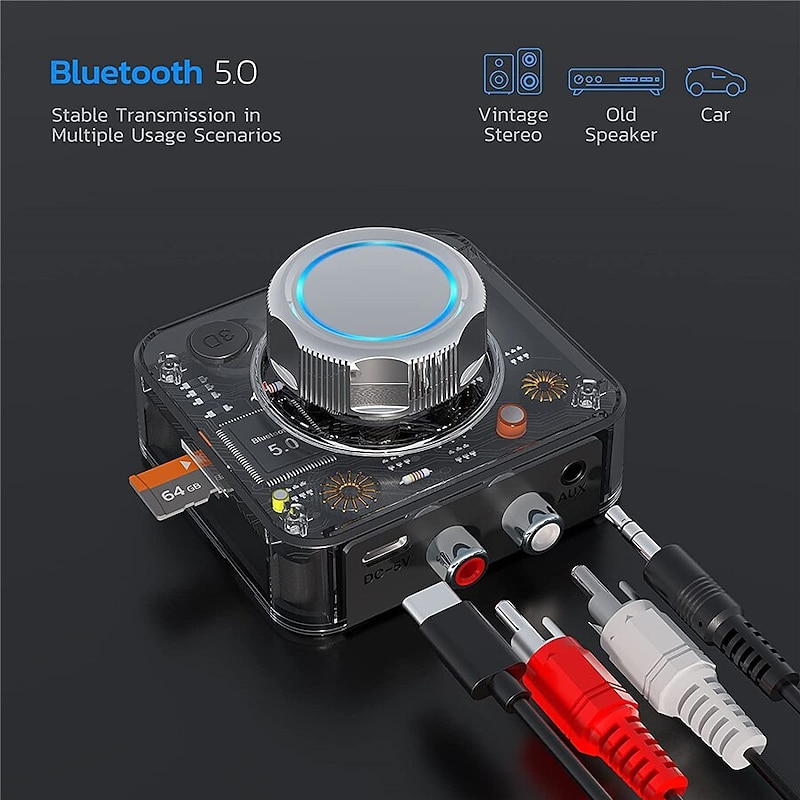 Bluetooth 5.0 Audio Receiver 3D Stereo Music Wireless Adapter TF Card RCA 3.5mm 3.5 AUX Jack For Car kit Wired Speaker Headphone4