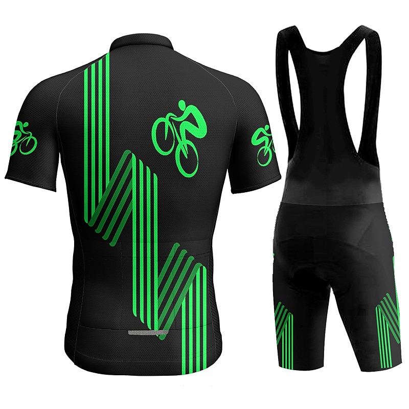 Men's Cycling Jersey with Bib Shorts Graphic Funny Short Sleeve Bike Clothing Suit with 3 Rear Pockets Mountain Bike MTB Road Bike Cycling 3D Pad Quick Dry Back Pocket Moisture Wicking Sports Yellow3