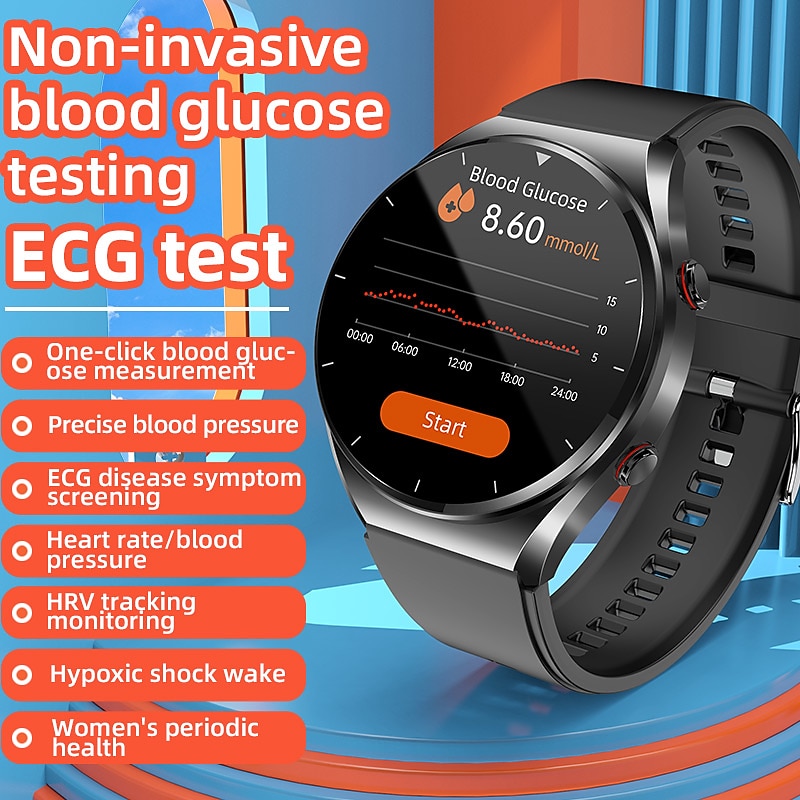 696 E09 Smart Watch 1.32 inch Smart Band Fitness Bracelet Bluetooth ECG+PPG Temperature Monitoring Pedometer Compatible with Android iOS Women Men Custom Watch Face Always on Display IP 67 50mm Watch