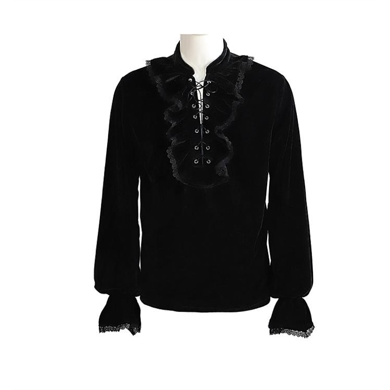 Retro Vintage Punk & Gothic Medieval Blouse / Shirt Prince Vampire Knight Ritter Flounced Solid Colored Fancy Dress Men's Pirate Fantasy Performance Party Stage Adults' Shirt Blouse2