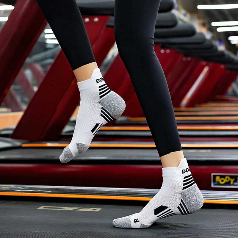 Men's 1 Pair Socks Crew Socks Anti-slip Socks Running Socks Black Navy Blue Color Stripes Spring, Fall, Winter, Summer3