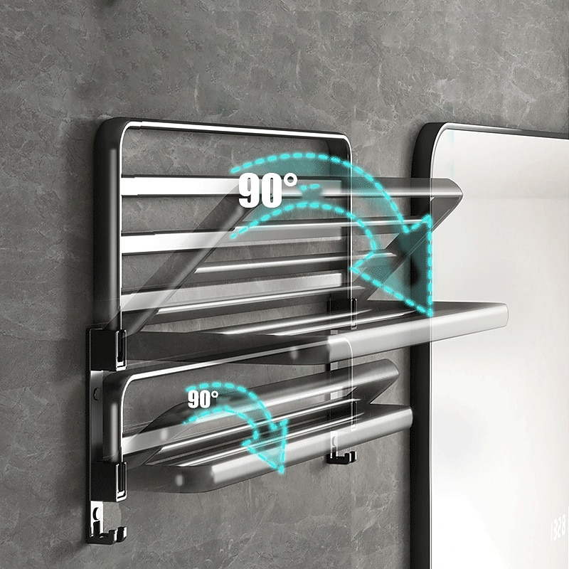 Black Bathroom Towel Rack Black Bathroom Storage Rack Toilet Bathroom Hardware Pendant Set Non Perforated Towel Rack4