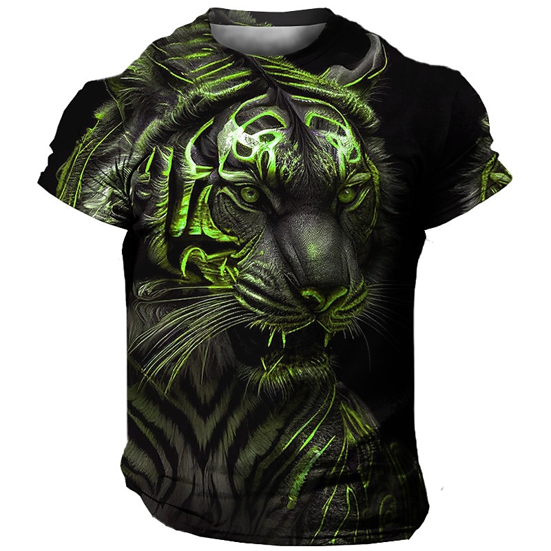Men's Graphic Animal Tiger T Shirt Short Sleeve T shirt 3D Print Crew Neck Shirt Vintage Fashion Designer Outdoor Daily Sports Blue Orange Green Spring & Summer Clothing Apparel S M L XL 2XL 3XL3