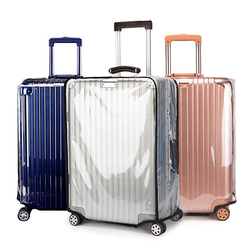 Transparent PVC Trolley Suitcase Protective Cover - Wear-Resistant Travel Case Dust Cover with Leather Trim2