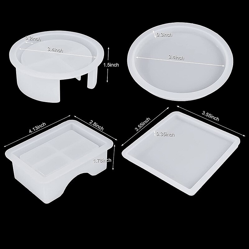Crystal Drop Adhesive Diy Epoxy Resin Square Coaster Box Circular Coaster Box Storage Box Silicone Mirror Mold4
