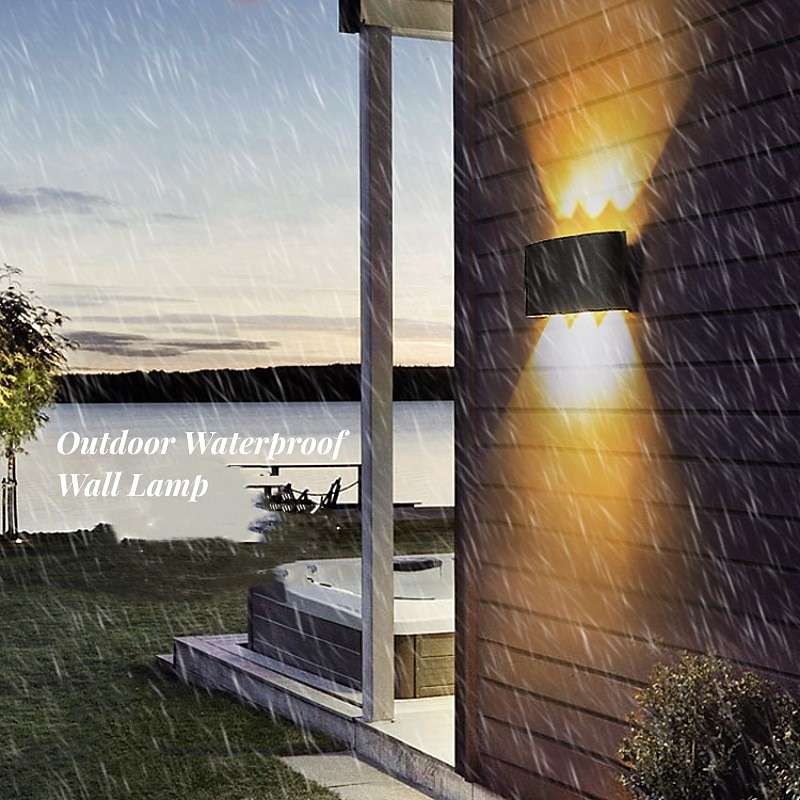 LED Outdoor Wall Lights 8W LED Aluminum Wall Lamp Sconce Indoor Up Down IP65 Waterproof White Black Modern for Patio Garden Stairs Bedroom Aisle Pathway Bathroom Light3