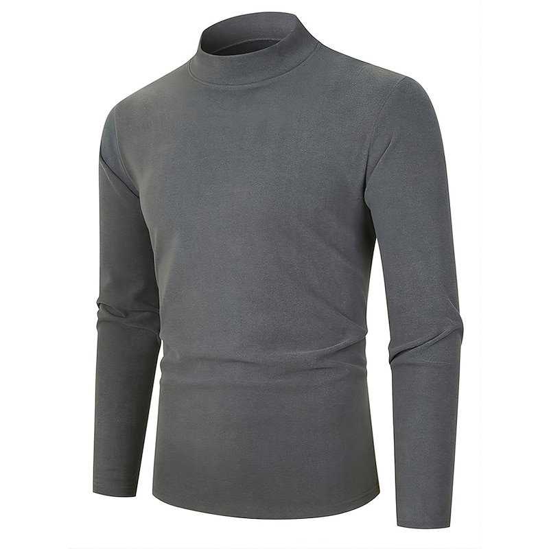 Men's T Shirt Tee Top Long Sleeve Shirt Long Sleeve Turtleneck Summer Plain Fashion Designer Basic Vacation Street Going out Black Navy Blue Blue Top Tee for Men2