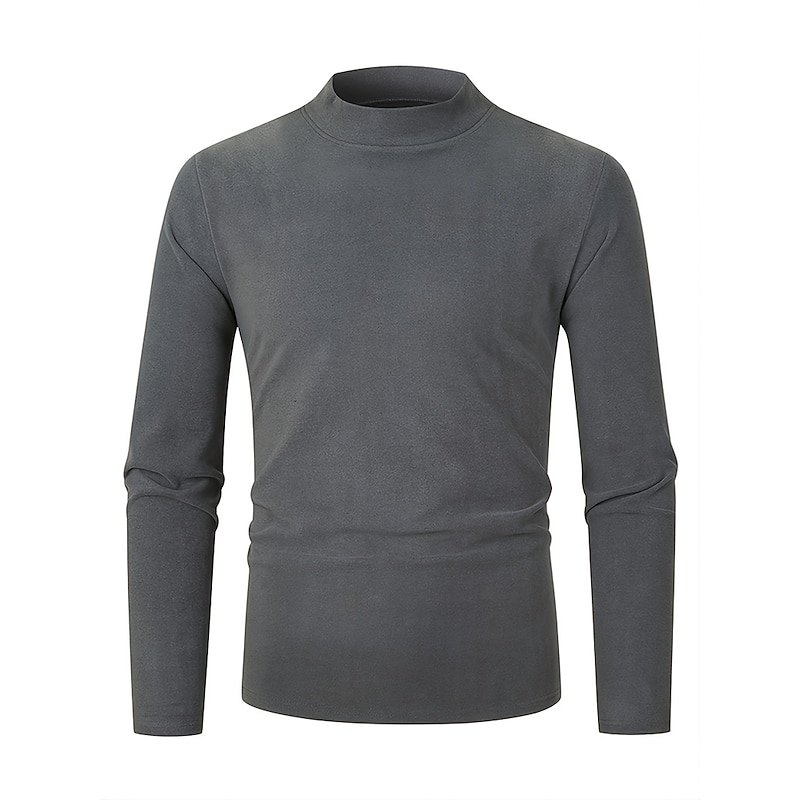 Men's T Shirt Tee Top Long Sleeve Shirt Long Sleeve Turtleneck Summer Plain Fashion Designer Basic Vacation Street Going out Black Navy Blue Blue Top Tee for Men