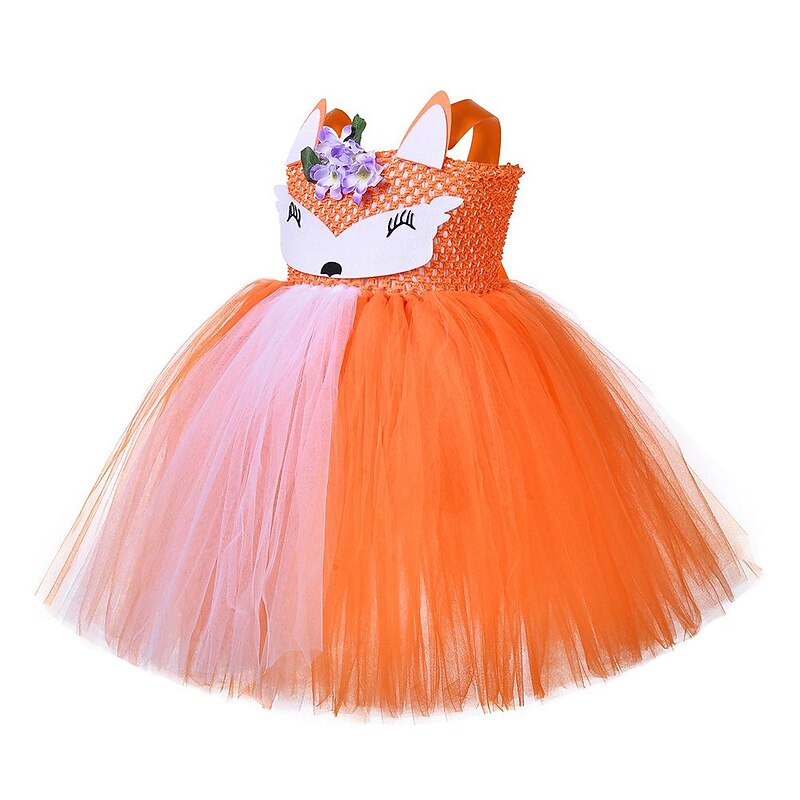 Animals Fox Dress Flower Girl Dress Tulle Dresses Kings Day Cosplay Movie Cosplay for Girls' Kid's Children's Day Masquerade3