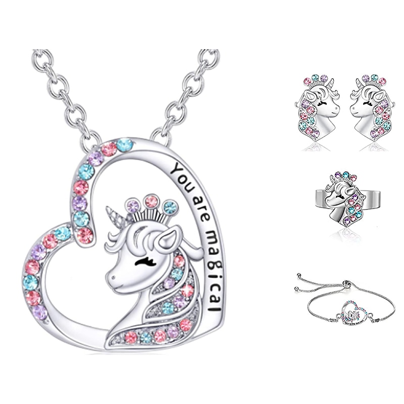 Unicorn Necklace Cute Colorful Diamond Accessories Necklace Gift
