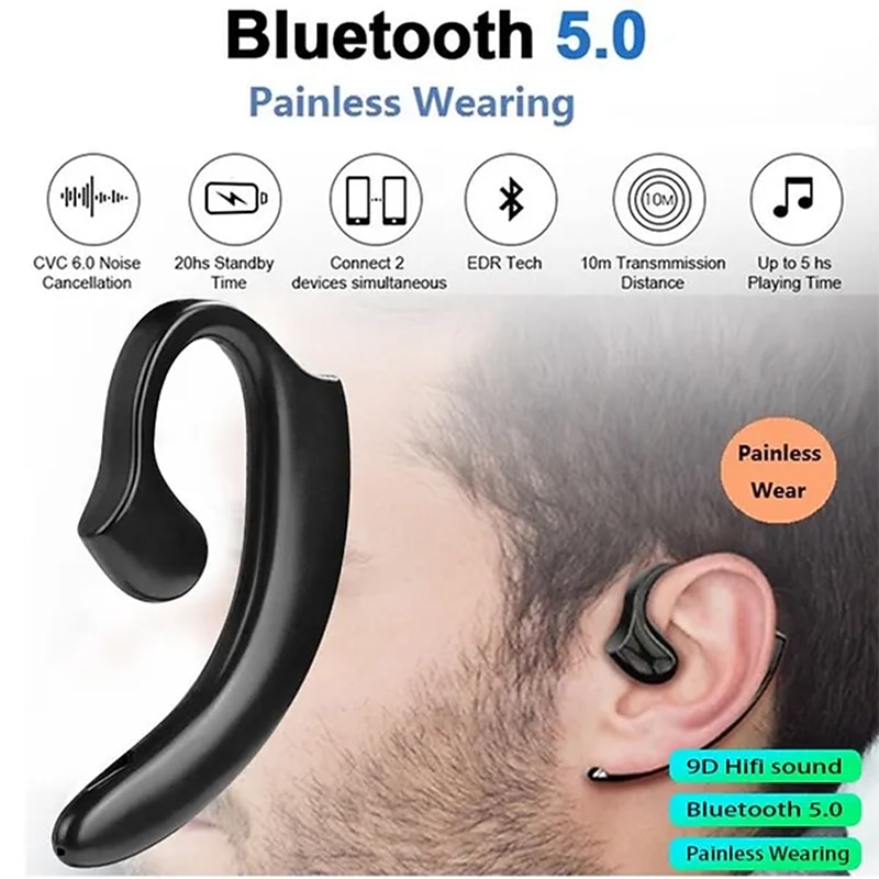 2023 Painless Ear-hook Bluetooth 5.0 EDR Business Headphoneergonomic design Non-earplugs Wireless sport Earphone with Mic