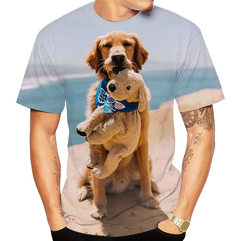 Animal Dog Golden Retriever T-shirt Anime 3D Graphic For Couple's Men's Women's Adults' Masquerade 3D Print Casual Daily4