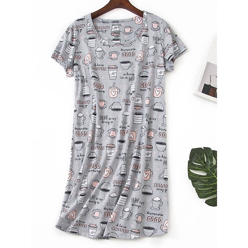 Women's Pajamas Nightgown Nightshirt Dress Animal Fruit Casual Comfort Sweet Home Street Daily Breathable Crew Neck Short Sleeve Summer Spring Home Outfits
