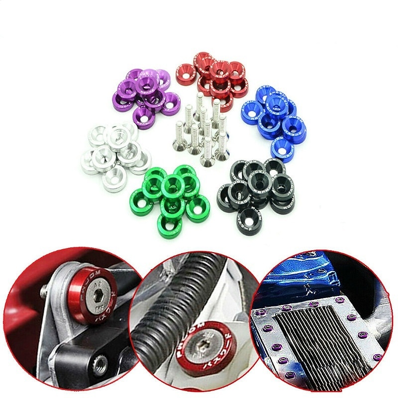 10pcs Aluminum M6 X 20 Car Styling Modification Fender Washer License Plate Bolts Car Decoration3