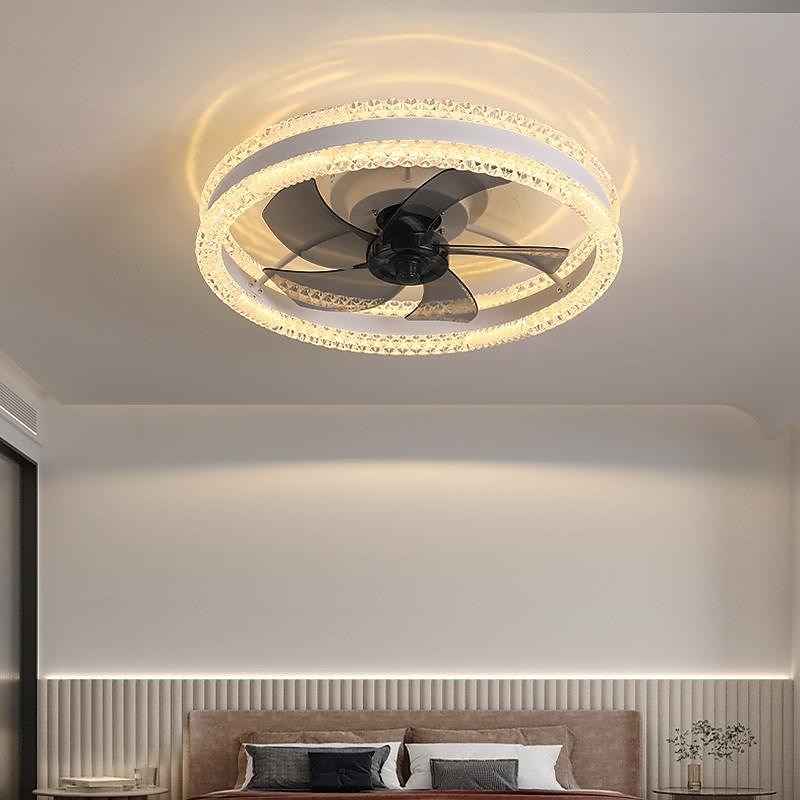 Ceiling Fan with Lights 19.7" Dimmable LED 3 Color 6 Speeds Timing Reversible Blades with Remote Control, Household Fan Chandelier, indoor Low Profile Flush Mount Ceiling Fan3