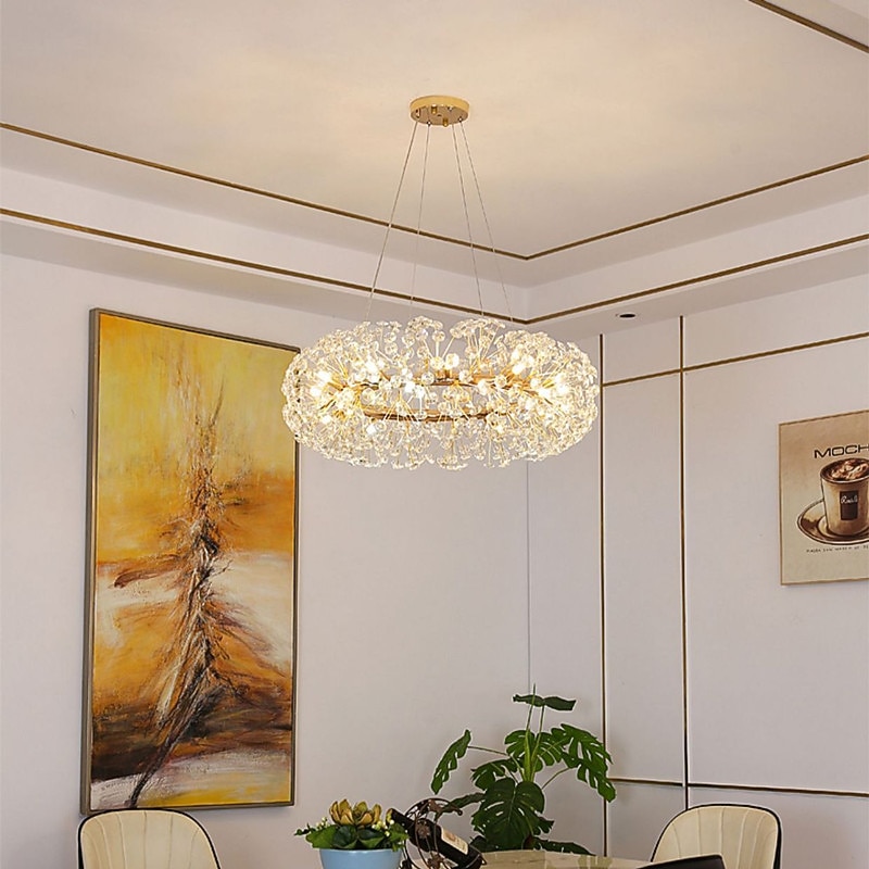 Crystal Chandelier Modern Luxury Crystal Chandelier Ring Flower Crystal Hanging Chandelier Ring Suitable for Living Room Dining Room Bedroom Decoration Ceiling Light4