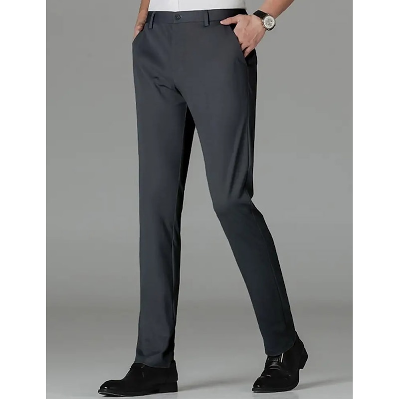 Men's Dress Pants Trousers Suit Pants Pocket Plain Comfort Breathable Outdoor Daily Going out Casual Formal Black Dark Blue