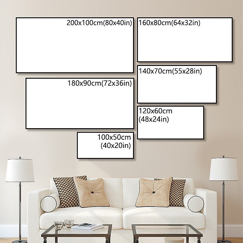 Landscape Oil Painting Hand Painted Wall Art Canvas Vintage Plum Blossom Moon Landscape Floral / Botanical Modern Rolled Canvas (No Frame)2