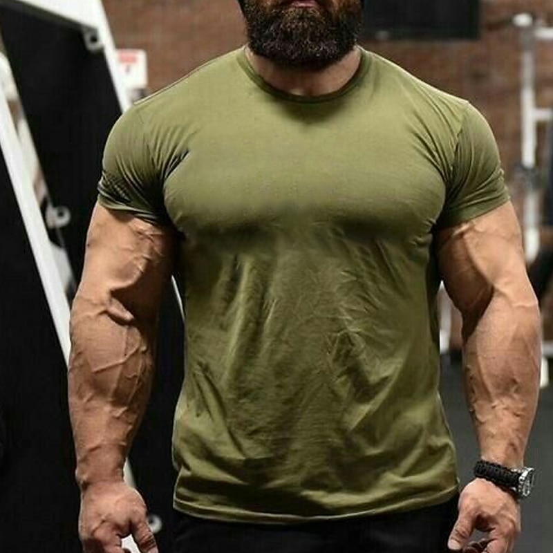 Men's T Shirt Tee Short Sleeves Crewneck Streetwear Stylish Casual Plain Outdoor Going out Black White Navy Blue Top Tee for Men