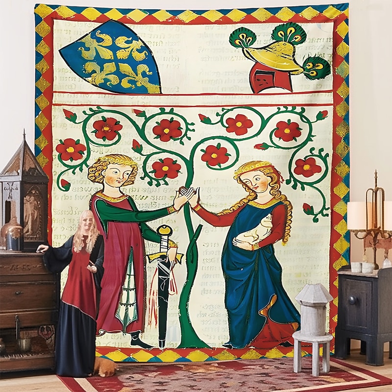 Medieval Tapestry Wall Art Large Middle Age Tapestry Mural Decor Photograph Backdrop Blanket Curtain Home Bedroom Living Room Decoration4