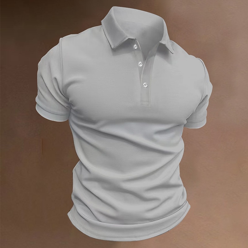 Men's Sport Polo Polo Shirt Casual Holiday Lapel Short Sleeve Fashion Basic Plain Button Summer Regular Fit Black White Navy Blue Blue Khaki Gray Sport Polo4