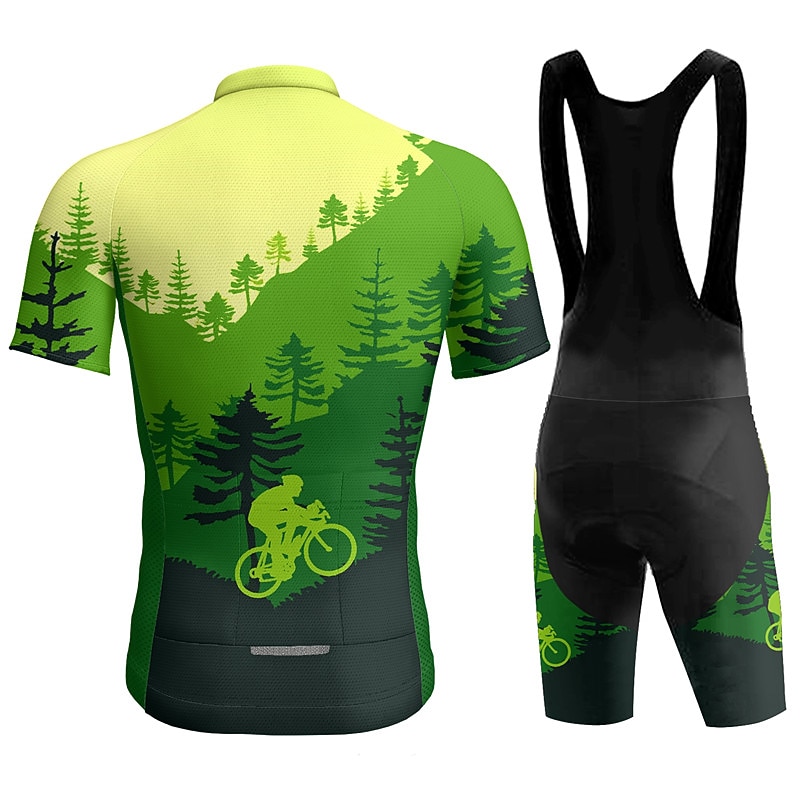 Men's Cycling Jersey with Bib Shorts Short Sleeve Mountain Bike MTB Road Bike Cycling Yellow Sky Blue Orange Graphic Bike Clothing Suit 3D Pad Breathable Quick Dry Back Pocket Polyester Spandex Sports3