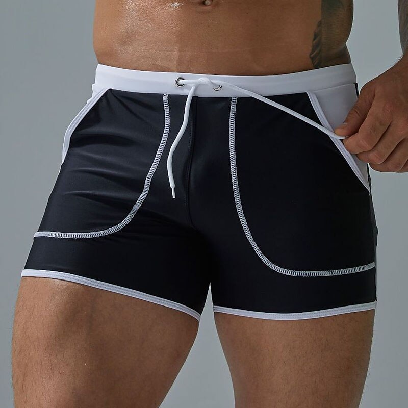 Men's Swimwear Swim Shorts Swim Trunks Boxer Swim Shorts Shorts Pocket Plain Comfort Breathable Outdoor Daily Going out Sports Hawaiian Black Red2