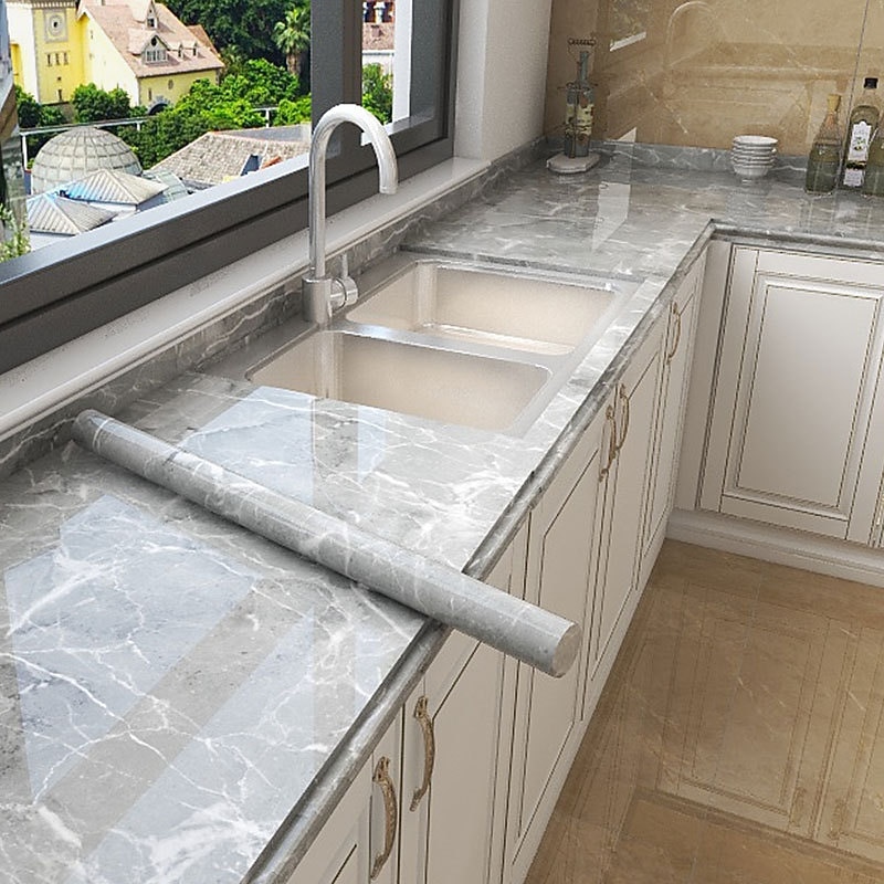 Cool Wallpapers Marble Wallpaper Wall Mural Waterproof Oil Proof MoistureProof Furniture Renovation Self-Adhesive Easily Removable Wall Covering Kitchen Countertop Cabinet Shelf Liner 23.6