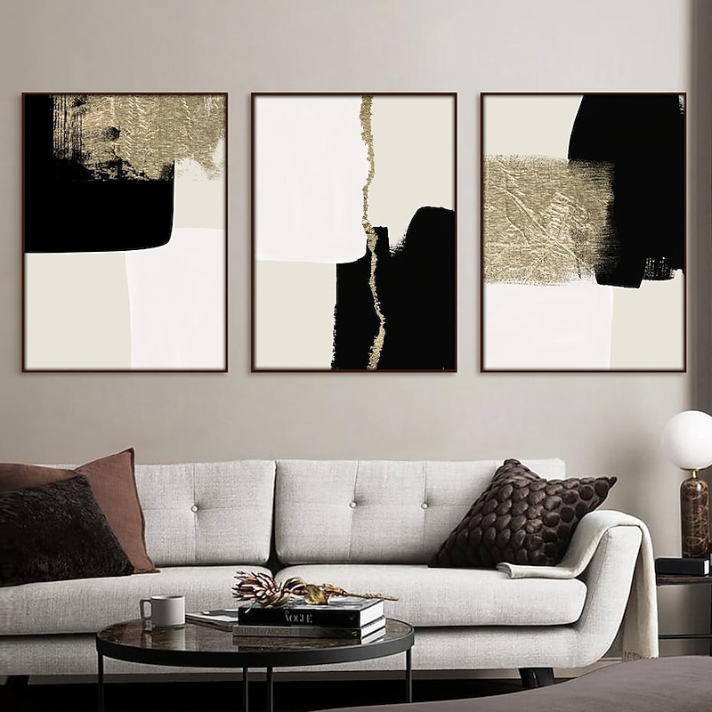 Modern Abstract Beige Black Gold Minimalist Posters Wall Art Canvas Paintings Print Picture Living Room Interior Home Decoration2