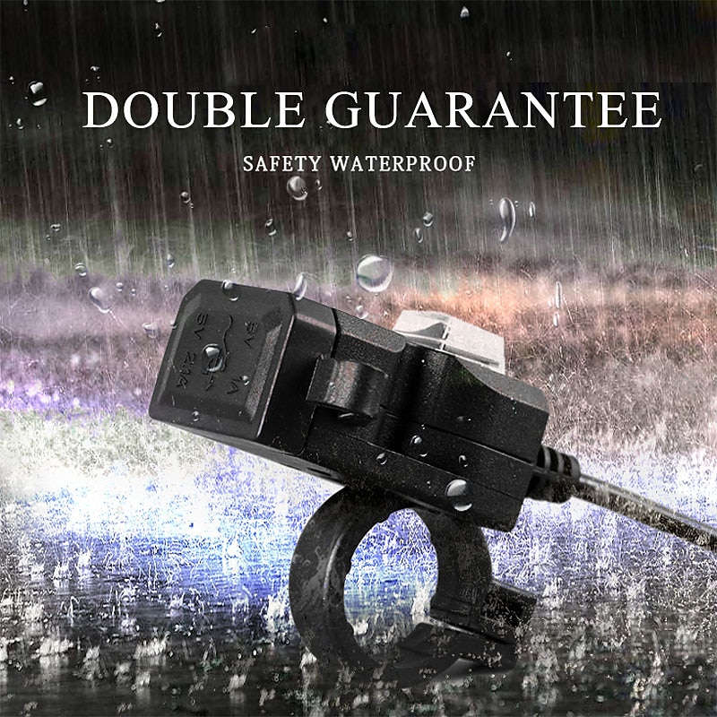 Universal Dual USB Port 12V Waterproof Motorbike Motorcycle Handlebar Charger 5V 1A/2.1A Adapter Power Adapter for Mobile Phone2