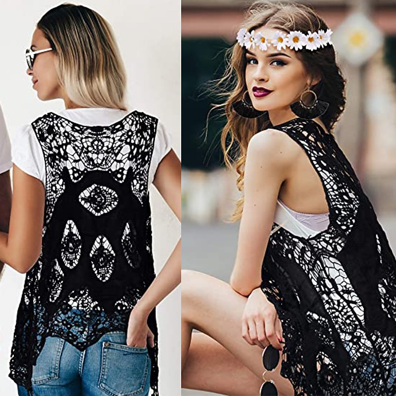Hippie 1970s Vest Women's Costume Vintage Cosplay Casual Daily Beach Festival Vest3