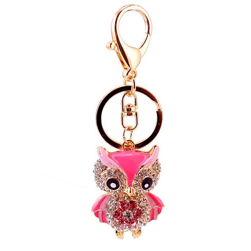 Lovely Owl Keychain Rhinestone Crystal Keyring Key Ring Chain Bag Charm Pendant Gift3