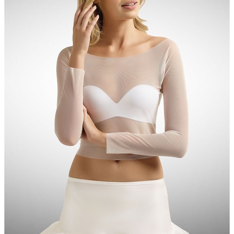 Shawls Women's Wrap Pure Elegant Long Sleeve Tulle Wedding Wraps With Pure Color For Party Spring & Summer