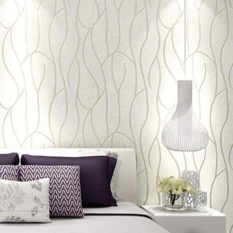 Cool Wallpapers Textured Wallpaper Wall Mural Non-Woven 3D Wallpaper Modern Print Embossed Stripe Wall Covering Sticker Film for Home Living Room Bedroom Indoor TV Background Home Decor 53*1000cm3