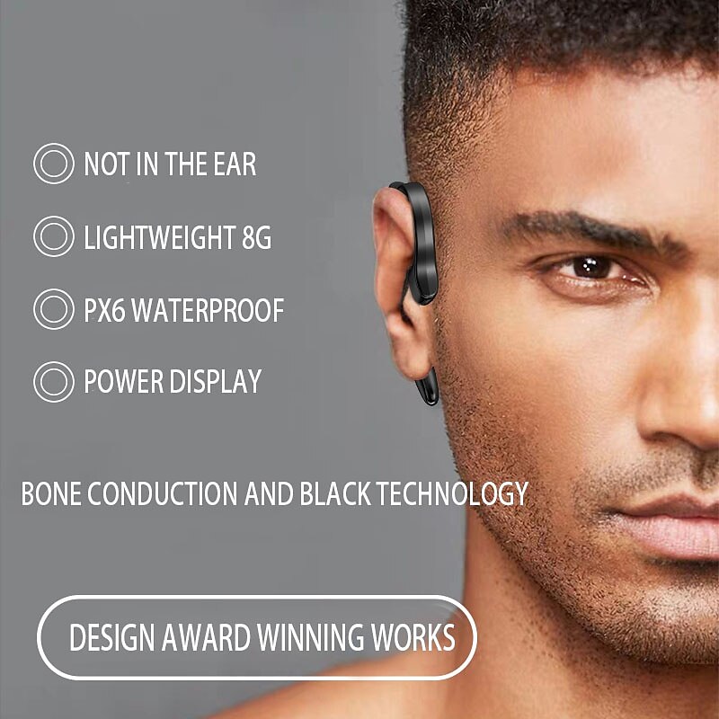 2023 Painless Ear-hook Bluetooth 5.0 EDR Business Headphoneergonomic design Non-earplugs Wireless sport Earphone with Mic2