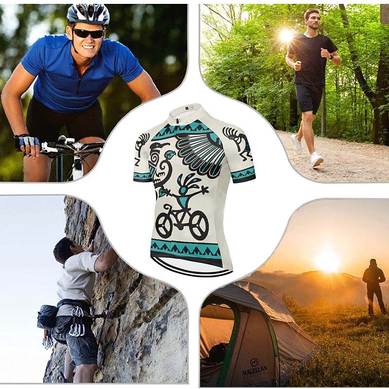 Men's Cycling Jersey Graphic Funny Short Sleeve Bike Jersey Top with 3 Rear Pockets Mountain Bike MTB Road Bike Cycling Quick Dry Reflective Strips Back Pocket Moisture Wicking Sports White Yellow Red4