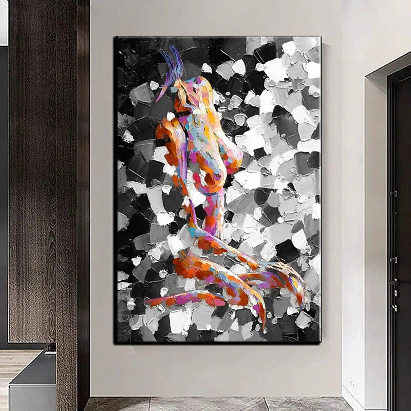 Handmade Hand Painted Oil Painting Wall Modern Abstract Painting Canvas Nude Lady Painting Home Decoration Decor Rolled Canvas No Frame Unstretched