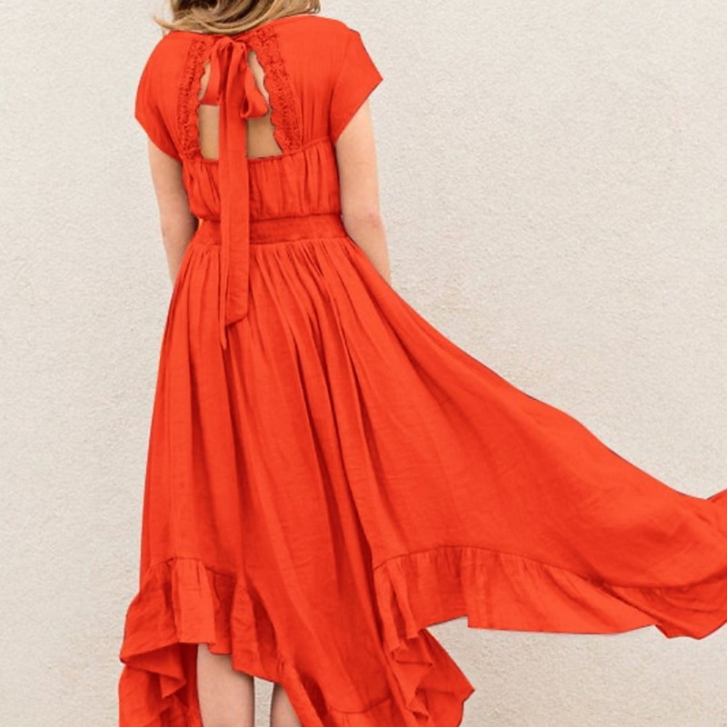 Kids Girls' Party Dress Solid Color Sleeveless Wedding Pegeant Princess Sweet Cotton Maxi Party Dress Summer Dress Flower Girl's Dress Summer Spring 5-12 Years White Pink Orange4