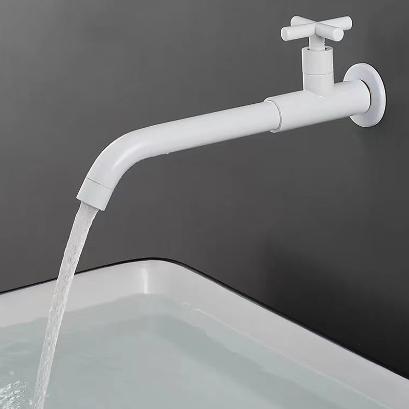 Minimalist Utility Sink Laundry Chrome White Black Faucet with Reversible Spout, Wall Mount One Handle One Hole Wash Basin Tap, Laundry Tub Pot Filler Commercial Faucet, Cold Water Only3