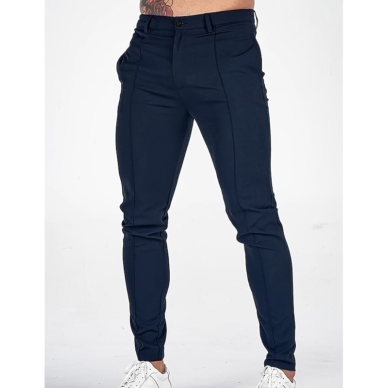 Men's Chinos Chino Pants Pocket Geometry Comfort Breathable Outdoor Daily Going out Fashion Casual Black Dark Blue Inelastic4