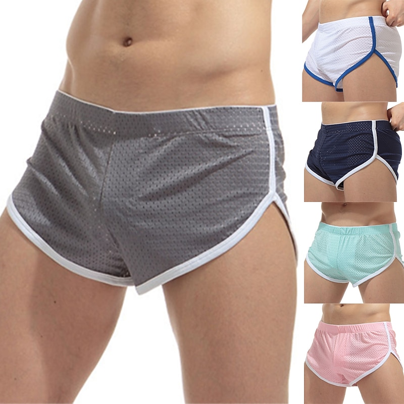 Men's Swimwear Swim Shorts Swim Briefs Mesh Shorts Plain Comfort Breathable Running Swimming Pool Sports Black White