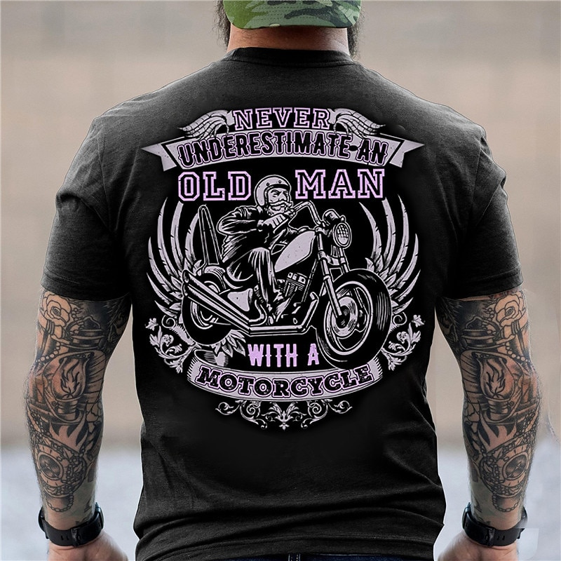 Men's Graphic T-Shirt: Never Underestimate An Old Man With A Motorcycle Biker Lifestyle Tee4