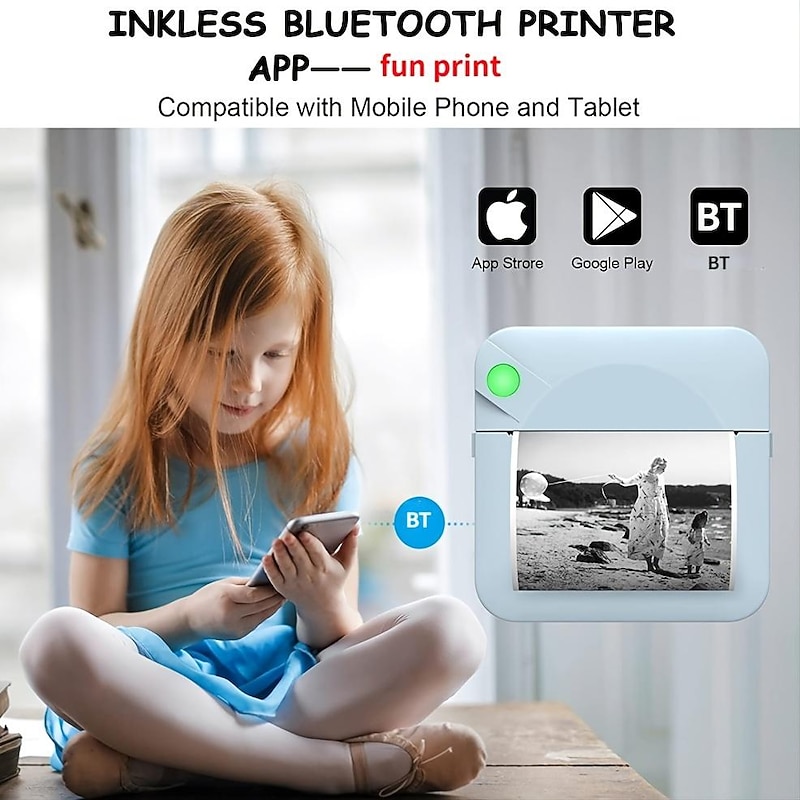 Pocket Mini Printer Portable Wireless BT Thermal Photo For IOS Android Mobile Phone, Inkless Printing Gift Study Notes Label Receipt,For The Big Game2