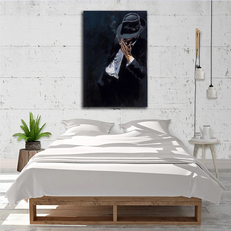 Skills Artist Hand Painted Abstract Painting Handsome Smoking Man Oil Painting Pictures On Canvas Home Decor No Framed Picture3