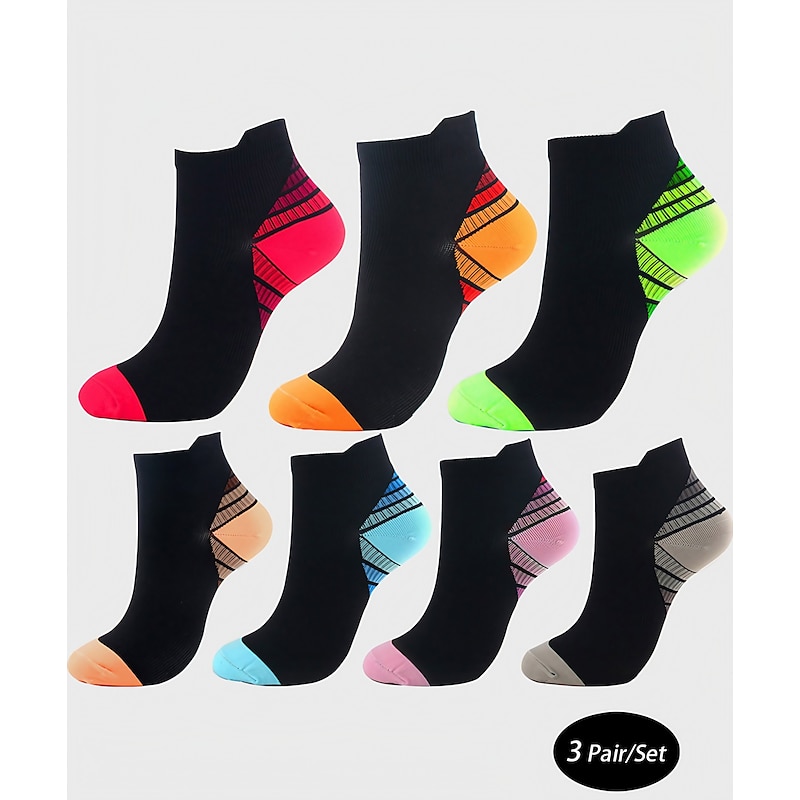 Men's 3 Pairs Socks Compression Socks Light Yellow Yellow Color Color Block Casual Daily Basic Medium Summer Spring Fall Stylish Traditional / Classic