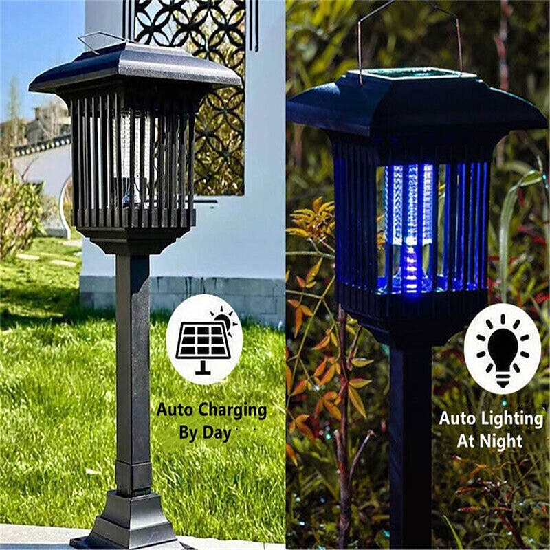 2PCS Solar Mosquito Lamp Outdoor Electric Mosquito Lamp Garden Garden Mosquito Lamp Rainproof Light Control Electric Shock Mosquito and Fly Catcher4
