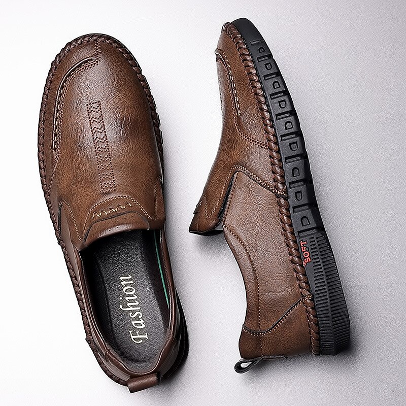 Men's Brown Leather Slip-On Loafers with Comfortable Sole for Casual and Everyday Wear4